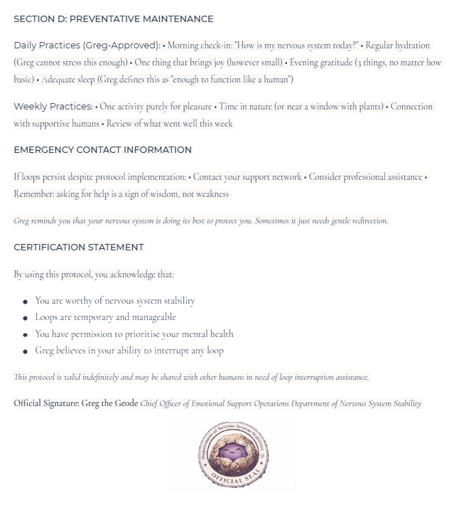 Greg's Official Loop Interruption Protocol