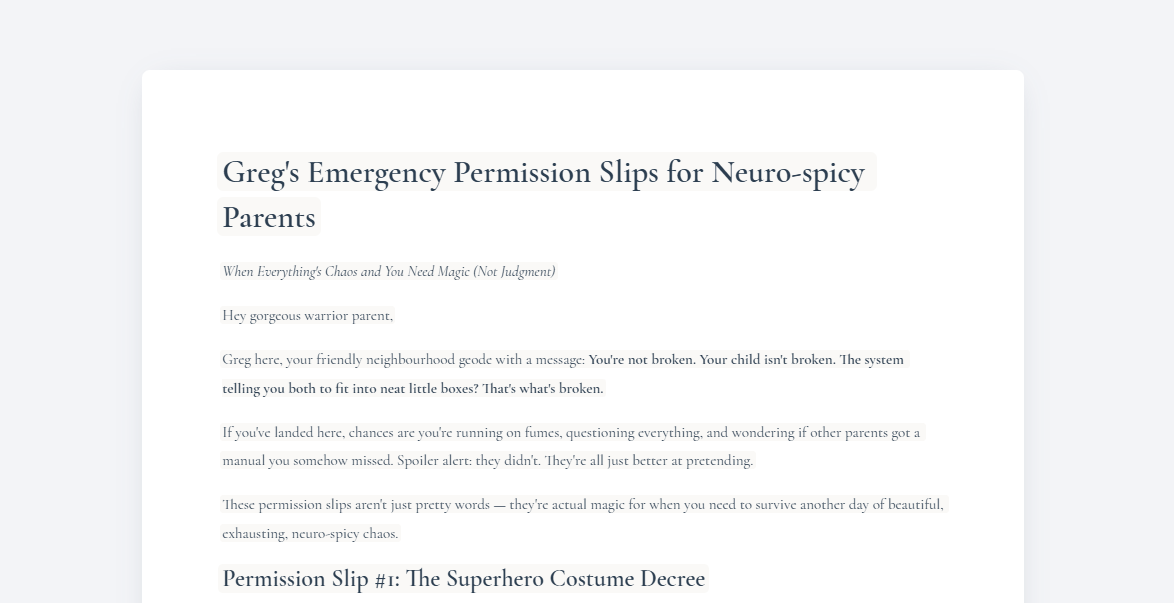 Greg's Emergency Permission Slips for Neurospicy Parents (FREE Guide)