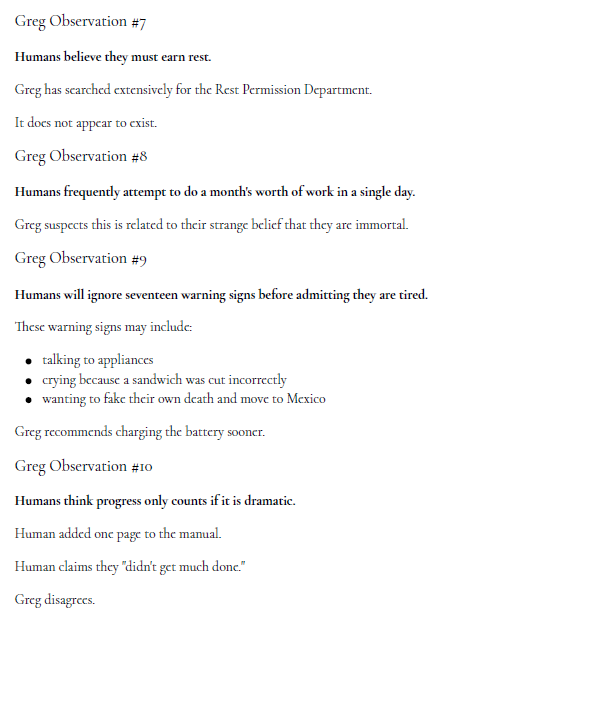 The Human Battery Manual 🔋 | Greg's Field Guide for Tired Humans